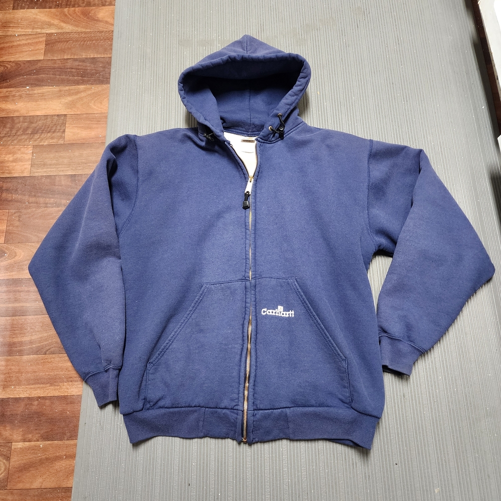 Vtg Carhartt K129 Navy Large MINT Condition Full Zip Thermal Lined Heavyweight
